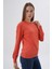 Kadın Somon %100 Organik Pamuk Bisiklet Yaka Triko Kazak TRIST-6101 2