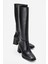 Sade Küt Burunlu Topuklu Kadın Çizme SİYAH CİLT 1