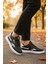 Siyah Beyaz Bağcıklı Hafif Cilt Unisex Spor Ayakkabı Marlow G 3