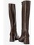 Sade Küt Burunlu Topuklu Kadın Çizme KAHVE CİLT 4