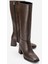 Sade Küt Burunlu Topuklu Kadın Çizme KAHVE CİLT 1