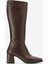 Sade Küt Burunlu Topuklu Kadın Çizme KAHVE CİLT 2