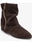 Noar Kahverengi Süet Hakiki Deri Büzgülü Fermuarlı Kadın Bot 3
