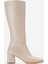 Sade Küt Burunlu Topuklu Kadın Çizme BEJ CİLT 2