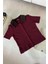 Leopar Yakalı Premium Triko- Bordo 2