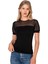 Özkan 27680 Kadın Premium Kumaş Ring Viskon Kısa Kollu T-Shirt Bluz Bisiklet Yaka Tül Detaylı 5