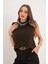 Kahverengi Yaka Işleme Detaylı Süveter 3
