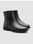 %100 Kadın Hakiki Deri Siyah Fermuarlı Düz Bot 2