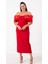 Kadın Kırmızı Kayık Yaka Incili Söz Nişan Nikah Abiye Elbise 3