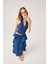 Fırıfırlı Uzun Kaela Jean Etek Mavi 2