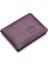 Hakiki Deri Kağıt Para ve Bol Şeffaf Kart Bölmeli Unisex Kartlık - Mor 2
