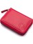 Hakiki Deri Kağıt Para ve Bol Şeffaf Kart Bölmeli, Fermuarlı Unisex Kartlık - Kırmızı 2
