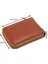 Hakiki Deri Kağıt Para ve Bol Şeffaf Kart Bölmeli, Fermuarlı Unisex Kartlık - Taba 1