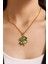 Greenlove Altın Kaplama Zümrüt Yeşili Yonca Detay Kadın Kolye 1