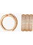 Rose Gold Yarım Tur Zirkon Taşlı Üçlü Sıra Oval Halka Küpe 4