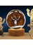 Ahşap Standlı Cam Küre Işıklı Göz Yormayan Ay ve Astronot Motifli Masaüstü Aydınlatma Gece Lambası Dekoratif Çocuk Odası Salon Yatak Odası Lamba 6cm x 6cm (Astronot) 4