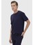 Lacivert Bisiklet Yaka Düz Örgü Triko 1