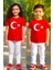 Çocuk Unisex Bisiklet Yaka Kırmızı Türk Bayraklı T-Shirt 1