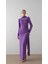Dökümlü Örme Elbise Lila 1