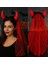 Cadılar Bayramı Kırmızı Şeytan Boynuzlu Duvaklı Taç Halloween Parti Aksesuarı 1