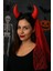 Cadılar Bayramı Kırmızı Şeytan Boynuzlu Duvaklı Taç Halloween Parti Aksesuarı 2