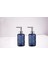 Homi Banyo Seti Cam Sıvı Sabunluk 2 Adet,kristal Desenli Mavi 300ML 6,8X17,6CM 2