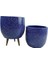 Tasarımı Ev Dekorasyon Aksesuar Lacivert Granit Toprak Saksı Saksılık Salon Çiçeklik Ikili Set Ayaksız - 3 Ayaklı- 19 cm 2