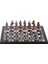 Büyük Boy Metal Osmanlı Bizans Satranç Takımı Antik ve Ceviz Desenli Mdf Ahşap Satranç Tahtası (37X37 Cm.) 1