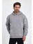 Erkek Oversize % 100 Pamuk Içi Polarlı Yumuşak Dokulu Basic Siyah Kapüşonlu Sweatshirt 4