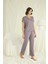 Monamise Kısa Kollu V Yakalı Dantelli Pijama Takımı 1