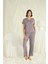 Monamise Kısa Kollu V Yakalı Dantelli Pijama Takımı 2