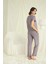 Monamise Kısa Kollu V Yakalı Dantelli Pijama Takımı 3