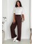 Kadın Lastikli Bel Bağcıklı Bol Paça Pantolon – Rahat & Minimal Stil 1