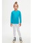 Koyu Turkuaz Basic Unisex Çocuk Mevsimlik Sıfır Yaka Uzun Kollu Tişört 1