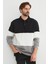 Renk Bloklu Polo Yaka Yarım Düğmeli Pike Sweatshirt 1