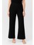 Kadın Siyah Bol Paça Yüksek Bel Yumuşak Dokulu Beli Lastikli Likralı Pantolon 1