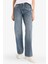 Straight Wide Yüksek Bel Uzun Jean Yıkamalı Pantolon F5527AX25AU 4