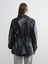 Dik Yaka Oversize Kadın Deri Görünümlü Mont (W5) 5