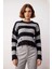 Kadın Modern Bisiklet Yaka Çizgili Akrilik Triko Crop Kazak Akıtma Detaylı Şık Kombinler Kaliteli 2