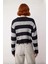 Kadın Modern Bisiklet Yaka Çizgili Akrilik Triko Crop Kazak Akıtma Detaylı Şık Kombinler Kaliteli 3