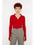 Kadınlara Özel Basic Regular Kesim Polo Yaka Fitilli Triko Kazak Modern ve Konforlu Stil Kaliteli 1