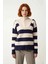 Kadın Oversize Dik Yaka Fermuarlı Çizgili Kalın Triko Kazak Kış Günleri Için Konforlu Stil 1