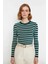 Kadın Çizgili Triko Fitted Uzun Kol Bisiklet Yaka Akrilik Basic Casual Günlük Kazak Kaliteli 1