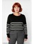 Kadın Bisiklet Yaka Çizgili Triko Kazak Standart Kol Rahat Kalıp Günlük Sonbahar Kış Şıklığı 2