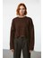 Kadın Basic Siluet Oversize Triko Kazak Crop Düşük Kol Akıtma Detaylı Soğuk Havalar Için Ideal 2