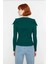 Kadın Şık Devrik Yaka Fitilli Triko Üst Fitted Kesim Uzun Kol Crop Model Ilkbahar Sonbahar 2