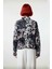 Kadın Oversize Kalıp Dik Yaka Desenli Uzun Kollu Triko Kazak Akrilik Materyal Konforu. Kaliteli 3