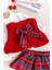 Yelekli Gömlekli 3 Lü Şık Özel Gün Kız Bebek Takım Set Kırmızı 5