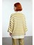 Kadın Çizgili Polo Yaka Düşük Kol Relaxed Fit Kışlık Triko Kazak Günlük Şıklık Sunar Kaliteli 3