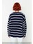 Kadınlara Özel Oversize Çizgili Triko Kazak Bisiklet Yaka Uzun Kollu Kış Stiline Modern Dokunuş 2